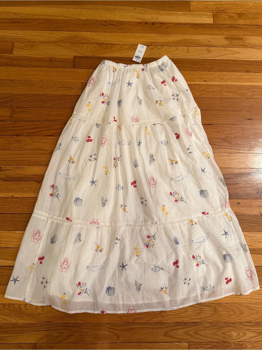 Abercrombie White Tiered Maxi Skirt in Summer Print